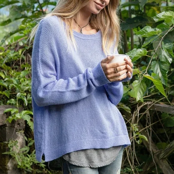 Wooden Ships Marina Slouchy Crew Knit Sweater‎ Blue Gentian XS/S