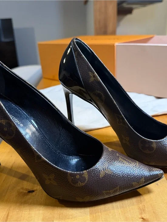 Louis Vuitton Brown Monogram Pointed-Toe Stiletto Pumps