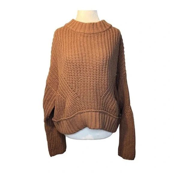 Moon & Madison Mock Neck Sweater‎ Mauve Chunky Knit Cropped M