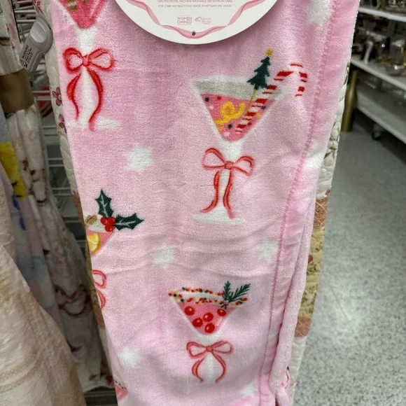 Festive Pink Holiday martini Blanket