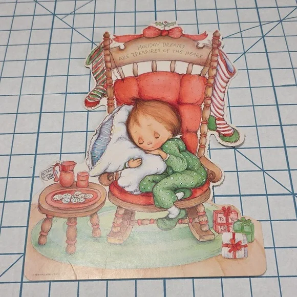 Vintage‎ Christmas Die Cut Decoration Sleeping Child 1978 Hallmark