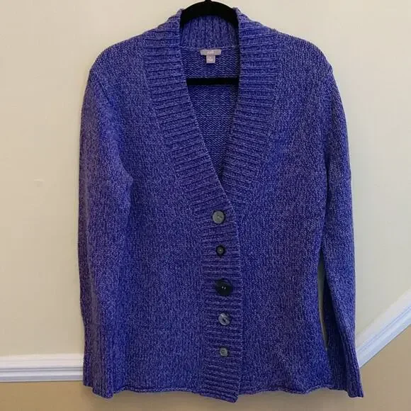 J. Jill Heavy Purple Cardigan with Button Detail size Medium