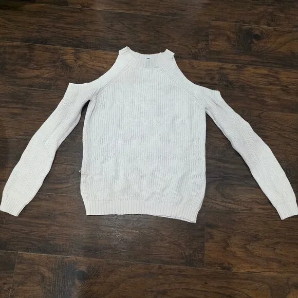 Cream Cold Shoulder Sweater