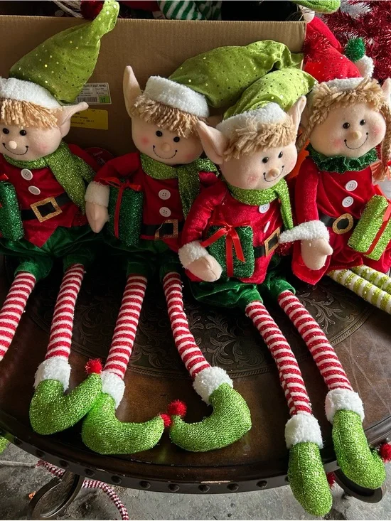 Set of Festive Elf Dolls - Red, Green, White