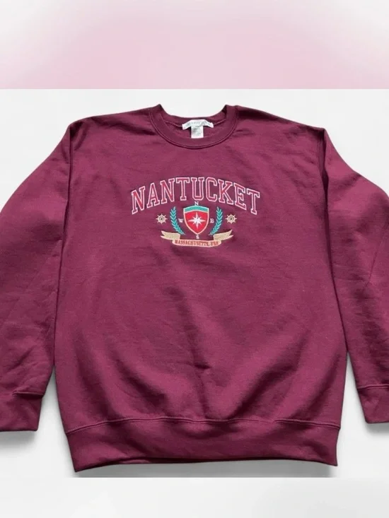 Altar'd State Oversized Nantucket Embroidered cotton blend crewneck size S