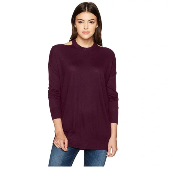 Splendid Burgundy Cold Shoulder Sweater Medium EUC