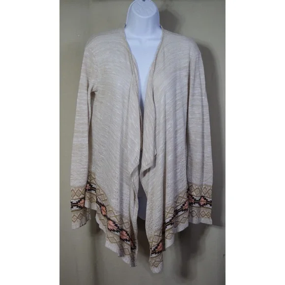 Say What? Womens XL Waterfall Cardigan Southwestern Geometric Print Open Front