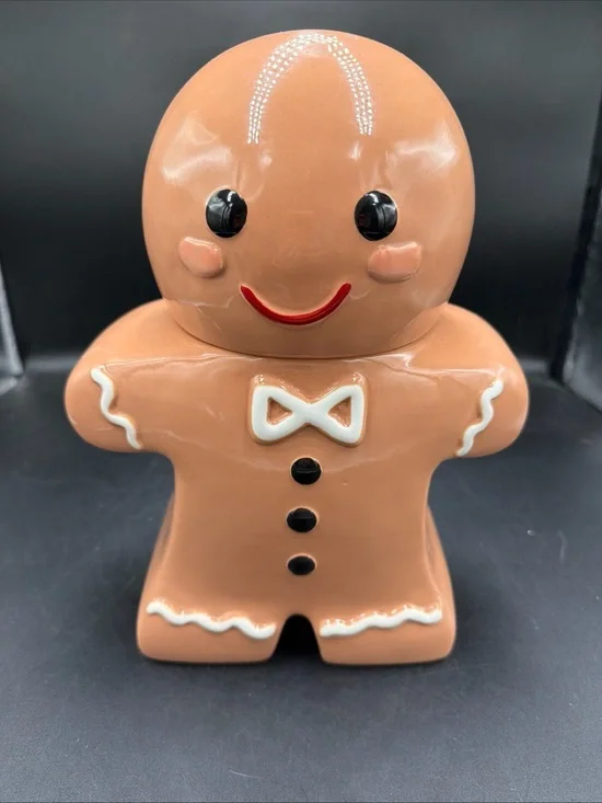 Holiday Time Gingerbread Man Tuxedo Christmas Cookie Jar Canister NEW