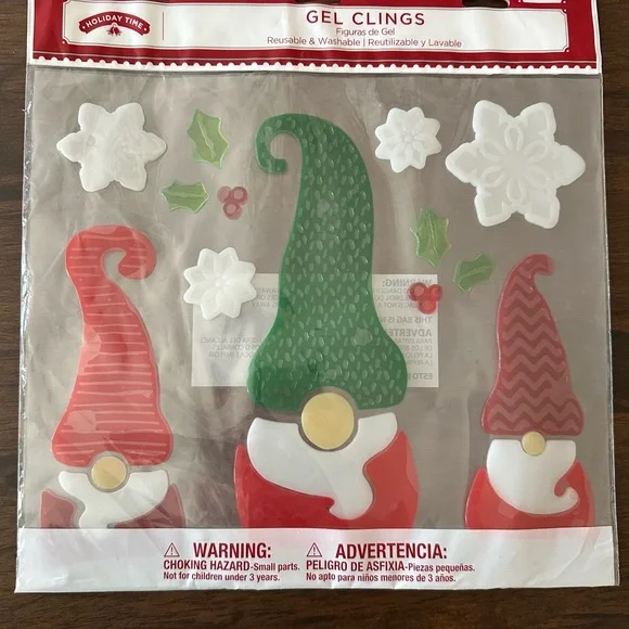🎄 Christmas Gnome Gel Window Clings