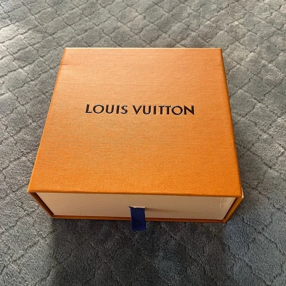 Louis Vuitton Small Orange Gift Box Drawer‎ Style Blue Ribbon Pull 5.5x4.75x1.5