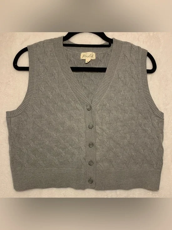 Marled Button-Front Sweater Vest
