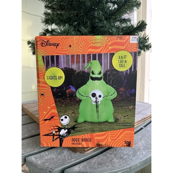 Gemmy Disney Tim Burton Oogie Boogie Inflatable 3.5 FT Lights Up Halloween Decor