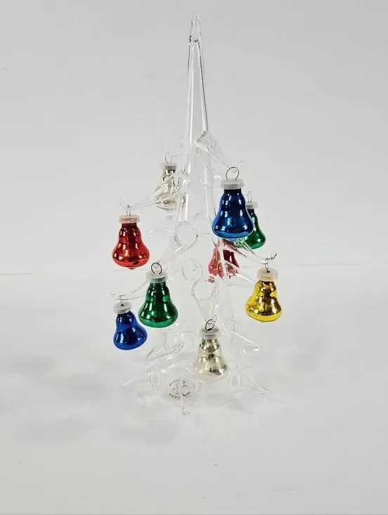 Vintage Handblown Romanian Crystal Christmas Tree Multicolored Glass Ornaments