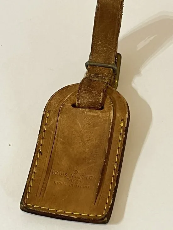 AS-IS Authentic Louis Vuitton Vachetta Leather Luggage Tag Brass Buckle France