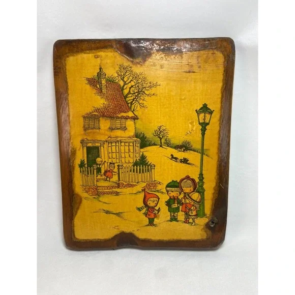 Vintage Joan‎ Walsh Anglund Christmas Carolers Wooden Wall Plaque Decor 70s 80s