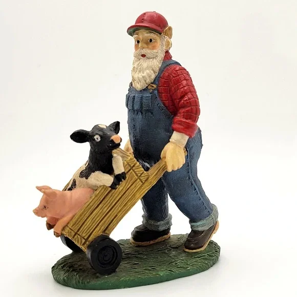 Midwest‎ Cannon Falls Santa Pushing Pig & Calf Figurine 4in Christmas Farmhouse