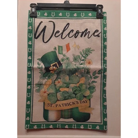 NEW 1pc Double Sided Welcome St Patricks Day Garden Flag 12x18 Shamrock‎