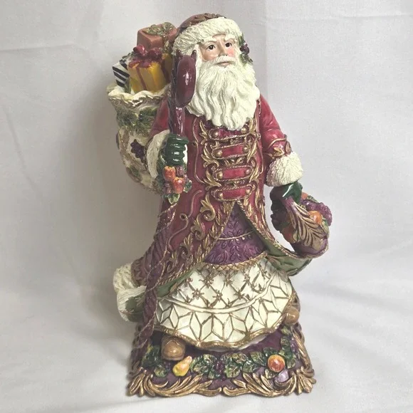 Fitz and Floyd Renaissance Santa Musical Wind Up‎ Figurine Deck The Halls 8.5