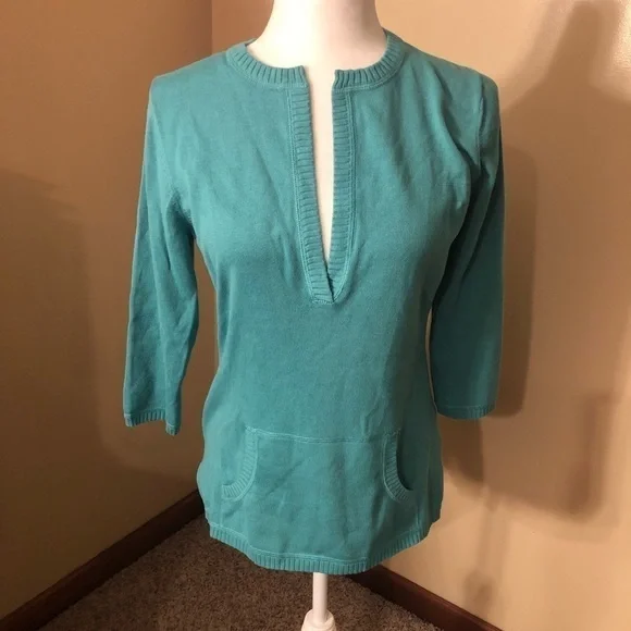 Eddie Bauer 3/4 Sleeve Split Neck Sweater NWT Sz S