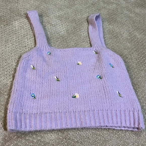 English Factory Women's Embroidered Knit Top lilac