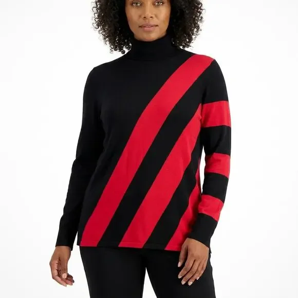Chico's Black Asymmetrical Hem Knit Stretch Sweater Women Size XXL