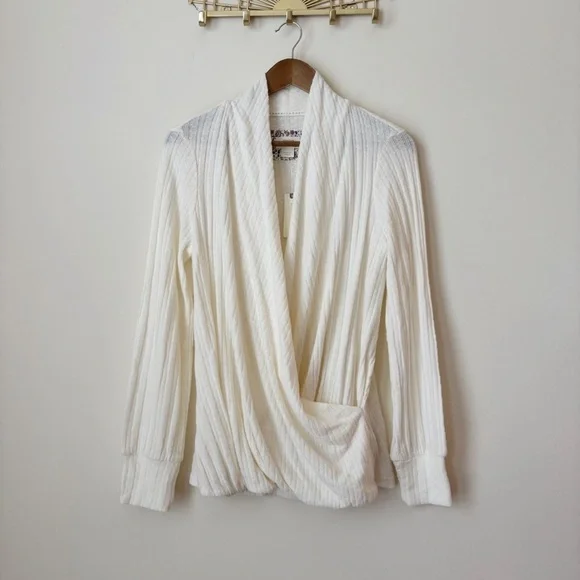 Maeve Ivory Surplice Sweater Medium NEW NWT Anthropologie