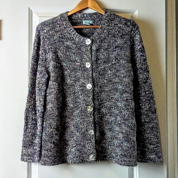 River Green & Purple Knit LS Cardigan Sweater