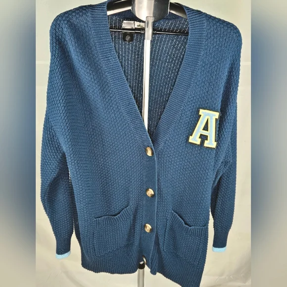 Aerie Preppy Heritage Academia Varsity‎ Button Cardigan Sweatee, Medium