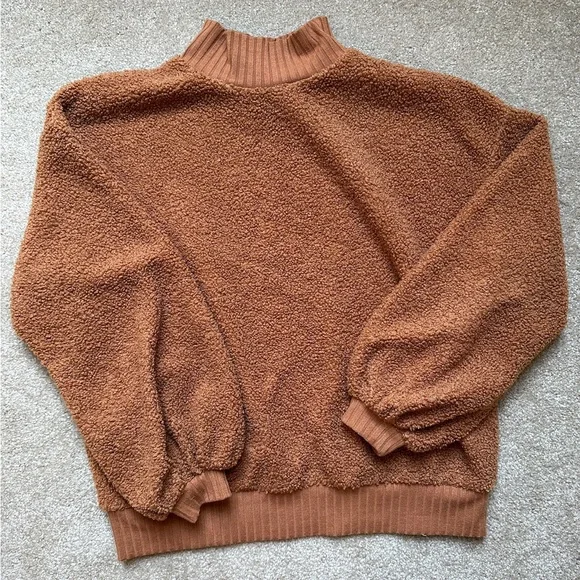 Anthro Mock Neck Sherpa Sweater