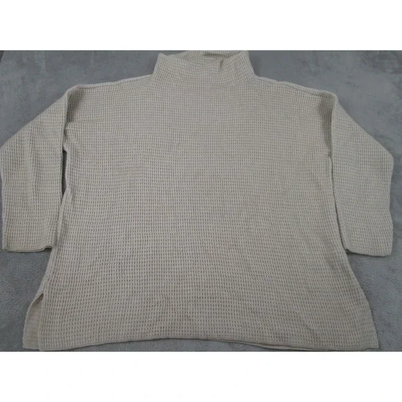 Eileen Fisher Sweater Womens Large Beige Knit Casual‎ Preppy Turtleneck