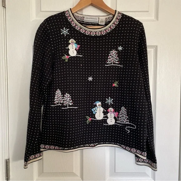 Victoria Jones‎ Women’s Christmas Black Cardigan Sweater Beaded Sequin size XL