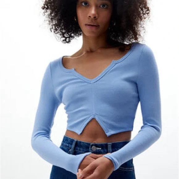NWT Pacsun Eco Double Notched Long Sleeve Top Size S