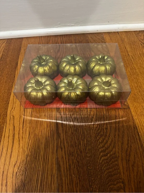 Set of 6 Metallic Gold Decorative Mini Pumpkins