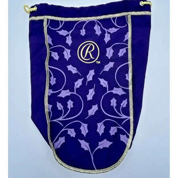 Crown Royal Christmas Holiday Holly Purple & Gold Drawstring Bag 11