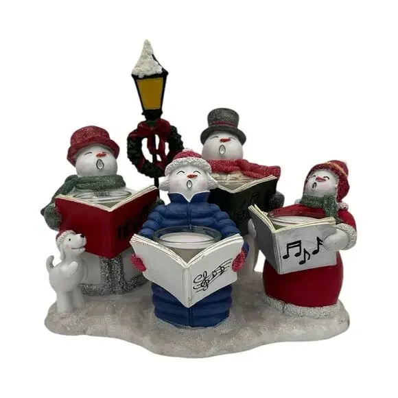 Yankee Candle Christmas Caroling Snowmen Tea Light Display 9
