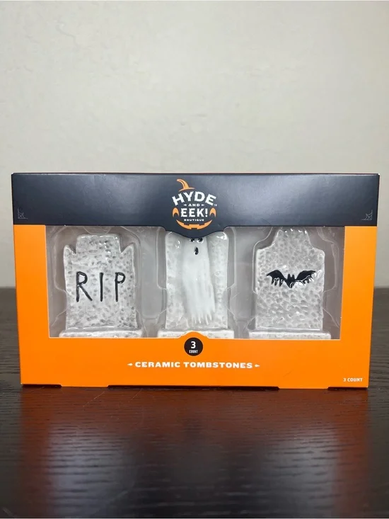 NEW Target Hyde and EEK! Boutique Halloween 3pk Ceramic Tombstones Figurine Set