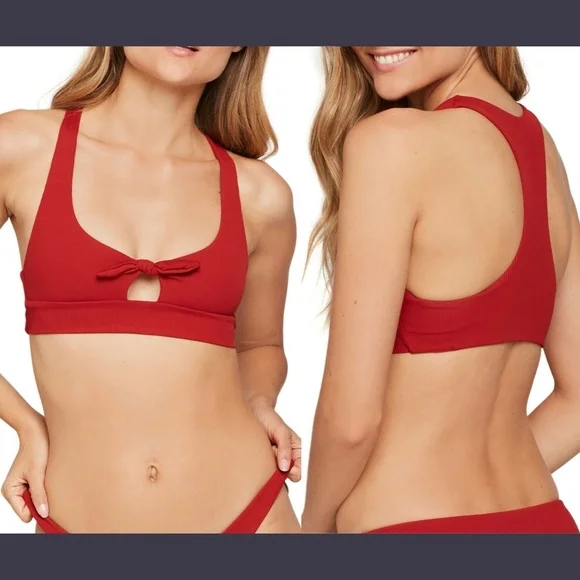 NWT $99 L Space Tara‎ Ribbed Bikini Top in Redwood [SZ XS ]