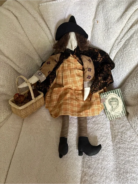 Back Porch Friends Collectible Witch with  basket, cobweb cape, & nice details.