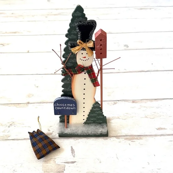 Christmas Countdown Holiday Home Decor Wooden Snowman Deocrations Set