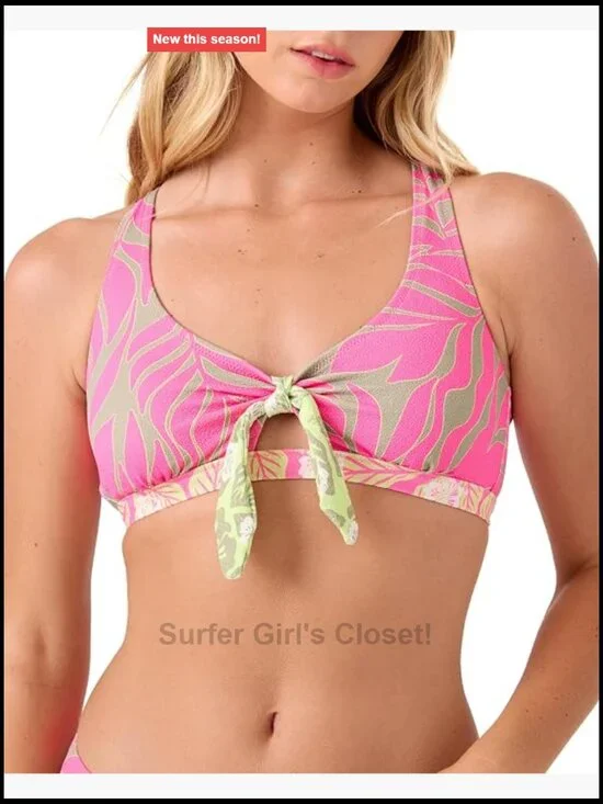 Women's Triangle Bikini Top with Front Tie - UPF 50+, Quick-Dry, Removable