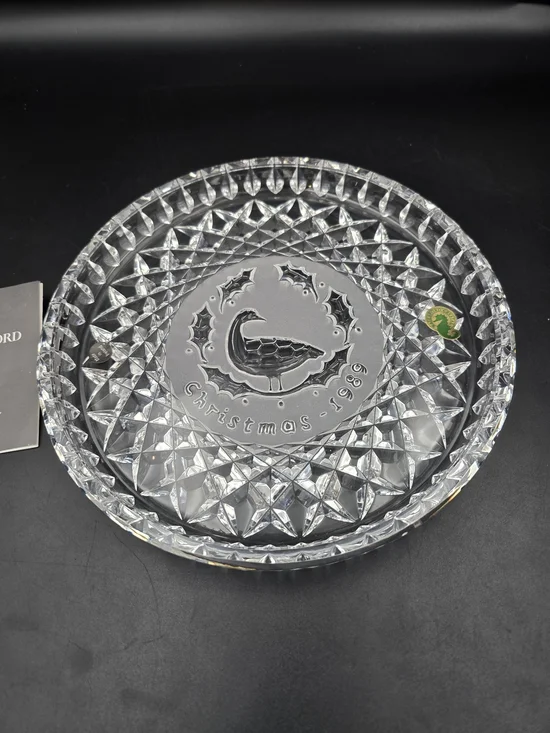 Waterford Clear Crystal Holiday Swan Plate
