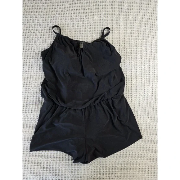 Womens Black Swim Romper Size 20W Blouson Tankini One Piece NWT (322)