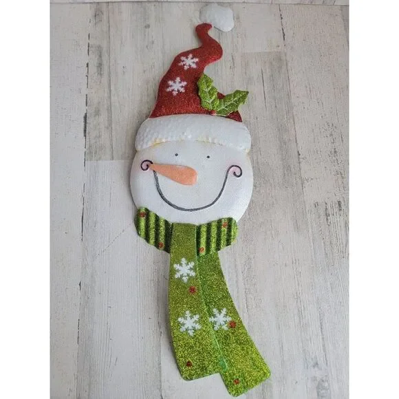 Glitter snowman face‎ metal large wall hang Christmas decor