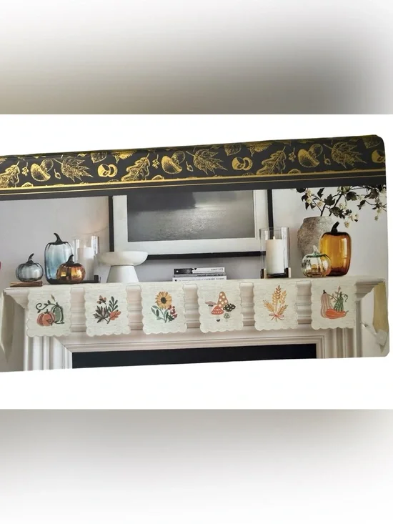 Envogue Harvest Fall Mantel Scarf Pumpkin Floral Decor New
