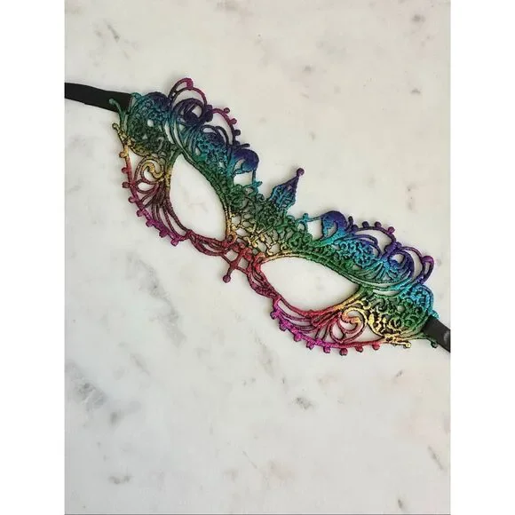 Halloween Chrome rainbow masquerade mask
