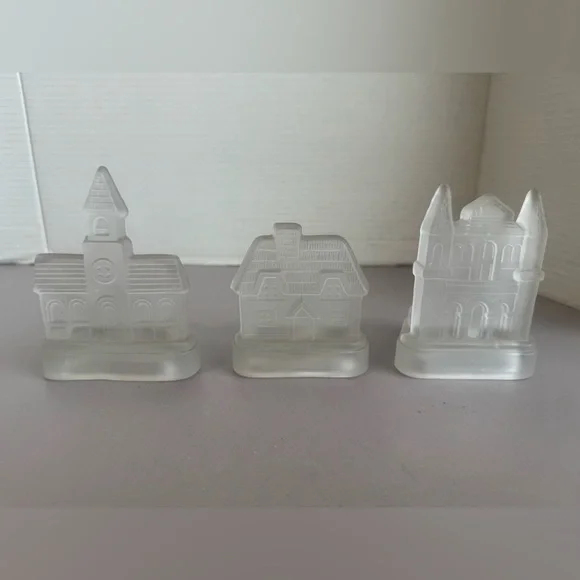 Vintage Frosted Glass Church Set Tea Light
