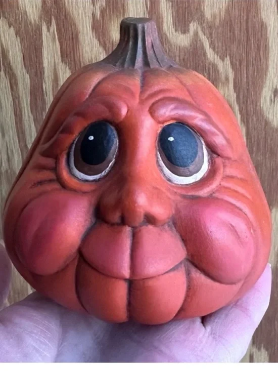 Vintage anthropomorphic ceramic Jack o lantern pumpkin