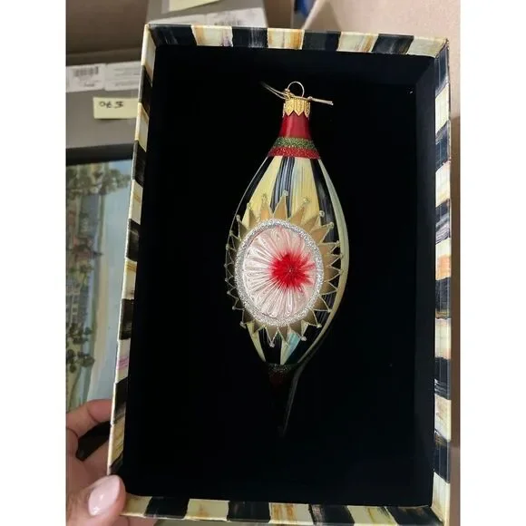 NIB Mackenzie Childs Comet Drop Poland Blown Glass ORNAMENT