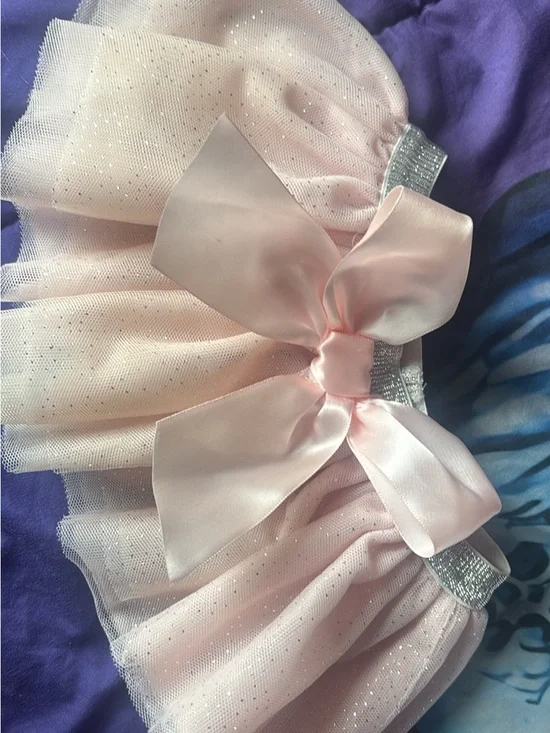 Kids Pink Glitter Tulle Bow Skirt