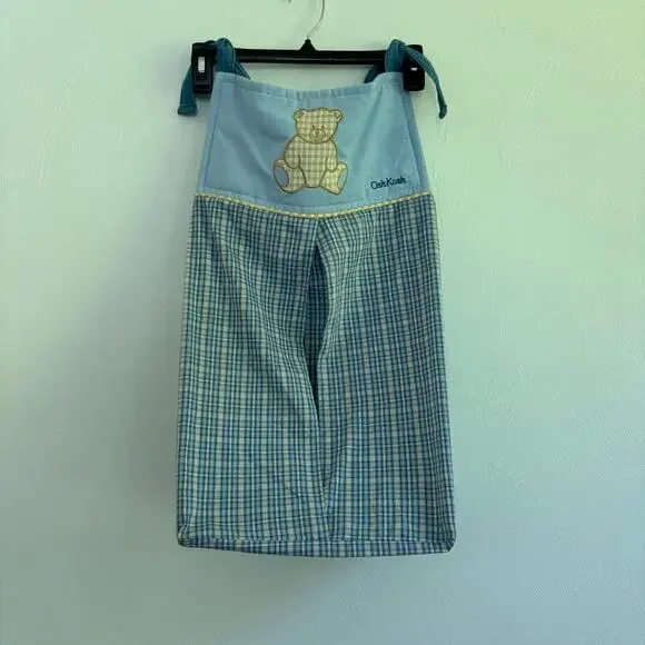 Vintage OshKosh B'gosh Diaper Stacker Plaid Teddy Bear Hanging Holder Organizer